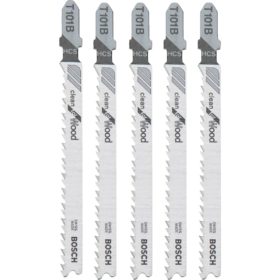 Bosch T-Shank 4 In. x 10 TPI High Carbon Steel Jig Saw Blade, Clean for Wood (5-Pack) (T101B)