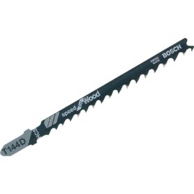 Bosch T-Shank 4 In. x 6 TPI High Carbon Steel Jig Saw Blade, Speed for Wood (5-Pack) (T144D)