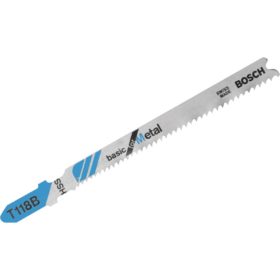 Bosch T-Shank 3-5/8 In. x 11-14 TPI High Speed Steel Jig Saw Blade, Basic for Metal (5-Pack) (T118B)