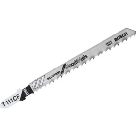 Bosch T-Shank 4 In. x 8 TPI Bi-Metal Jig Saw Blade, Accurate for Wood with Nails (5-Pack) (T111CF)