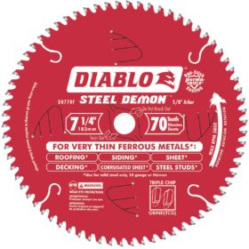 Freud Inc Diablo D0770F Steel Demon 7-1/4 In. 70-Tooth Thin Ferrous Metals Circular Saw Blade