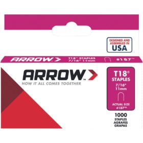 Arrow T18 Round Crown Cable Staple, 7/16 In. (1000-Pack) (187)