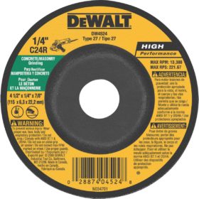 DEWALT HP Type 27 4-1 In. x 1/4 In. x 7/8 In. Masonry Grinding Cut-Off Wheel (DW4524)