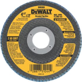 DEWALT 4-1/2 In. 60-Grit Type 29 High Performance Zirconia Angle Grinder Flap Disc (DW8308)