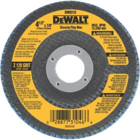 DEWALT 4-1/2 In. 120-Grit Type 29 High Performance Zirconia Angle Grinder Flap Disc (DW8310)