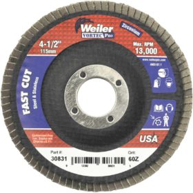 Weiler Vortec 4-1/2 In. x 7/8 In. 60-Grit Type 29 Angle Grinder Flap Disc (30831)
