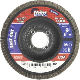 Weiler Vortec 4-1/2 In. x 7/8 In. 80-Grit Type 29 Angle Grinder Flap Disc (30832)