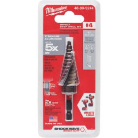 Milwaukee Shockwave Impact Duty 3/16 In. - 7/8 In. #4 Step Drill Bit, 12 Steps (48-89-9244)