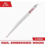 Milwaukee SAWZALL 12 In. 5 TPI Wood Reciprocating Saw Blade (5-Pack) (48-00-5037)