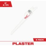 Milwaukee SAWZALL 5 In. 6 TPI Plaster Reciprocating Saw Blade (5-Pack) (48-00-5052)