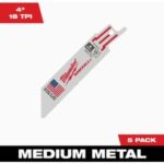 Milwaukee SAWZALL 4 In. 18 TPI Metal Reciprocating Saw Blade (5-Pack) (48-00-5183)