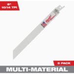 Milwaukee SAWZALL 8 In. 10/14 TPI Multi-Material Reciprocating Saw Blade (5-Pack) (48-00-5193)