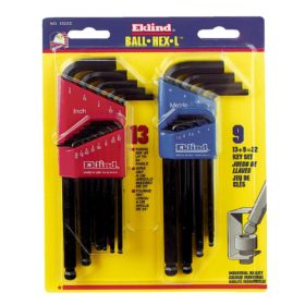 Eklind 13222 Ball-Hex-L Metric and SAE Key Wrench Set