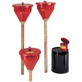 Justrite 08207 Large Funnel w/Self-Closing Cover; Safety Drum Funnel w/Brass Flame Arrestor