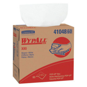 Kimberly-Clark 41048 WypAll X80 Towels, Pop-Up Box, Cotton White, 80 per box
