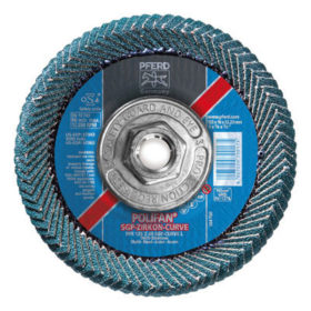 Pferd POLIFAN Flap Discs, 5 in, 40 Grit, 5/8 Arbor, 12,200 rpm, Z-Curve, T29 (67363)