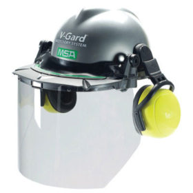 MSA 10115730 V-Gard MSA Visor Frames, Black/Green Stripe, V-Gard Slotted Caps, 6 1/2 x 2.56