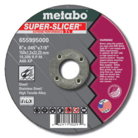 Metabo 55995 Cutting Wheel, 6 in Dia, .045 in Thick, 7/8 in Arbor, 60 Grit Alum. Oxide