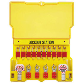Master Lock 1483BP1106 Safety Series Lockout Stations with Key Registration Card, 22in, Anod. Alum 1-Lk
