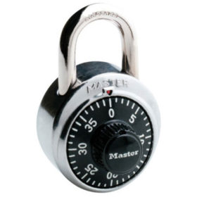 Master Lock 1500 No. 1500 Combination Padlocks, 9/32" Dia, 3/4" L X 13/16" W, Silver/Black