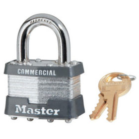 Master Lock 1KA-0303 Laminated Padlocks Keyed Alike Key Code 0303, 5/16 in Dia.,3/4 in W, Silver