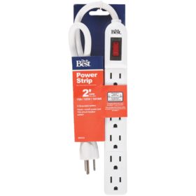 Do it Best 6-Outlet White Power Strip with 2 Ft. Cord (LTS-6)