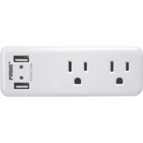 Prime Wire & Cable 2-Outlet Space Saving USB Charger (PBUSB242-A)