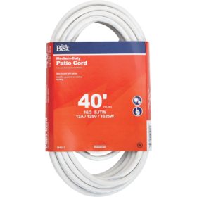 Do it Best 40 Ft. 16/3 Medium-Duty White Patio Extension Cord (OU-JTW163-40X-WH)