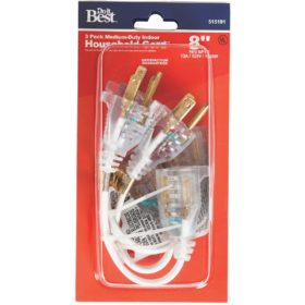 Master Electrician 8 In. 16/3 Short Extension Cord Set (3-Pack) (556991)