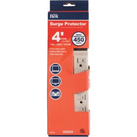 Do it Best 6-Outlet 450J Tan Power Surge Strip with 4 Ft. Cord (LTS-6HS/A14)