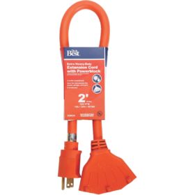 Do it Best 2 Ft. 12/3 Extension Cord with Powerblock (OP-JTW123-2-OR)