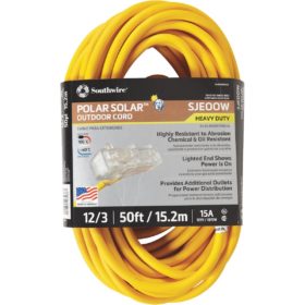 Coleman Cable Polar Solar 50 Ft. 12/3 Cold Weather 3-Outlet Extension Cord (3488SW0002)