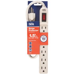 Do it 6-Outlet 150J Gray Grounded Surge Protector Strip with 1-1/2 Ft. Cord (LTS-6S)