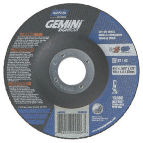 Norton Abrasives 66252842026 Depressed Center Wheel, 4.5 in Dia, 4 1/2 in Thick, 24 Grit Alum. Oxide