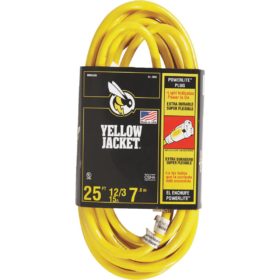 Yellow Jacket 25 Ft. 12/3 Heavy-Duty Extension Cord with Lighted End (2883AC)