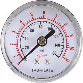 Tru-Flate 1/4 In. MNPT Back Mount Pressure Gauge (24-803)