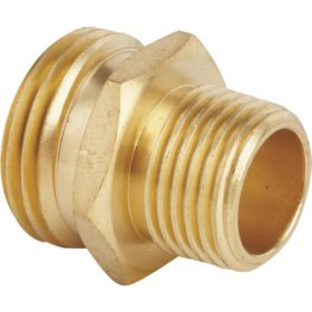Best Garden 3/4 In. MHT x 1/2 In MPT Brass Non-Swivel Hose Connector (GB-9555+GM294)