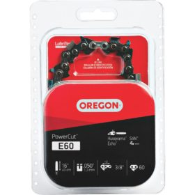 Oregon E60 PowerCut Saw Chain for 16in. Bar - 60 Drive Links - fits Husqvarna, Echo, Stihl, Poulan, Craftsman and others (E60)