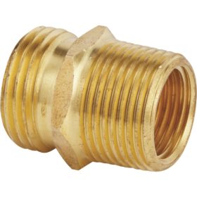 Best Garden 3/4 In. MHT x 3/4 In. MPT x 1/2 In. FPT Brass Non-Swivel Hose Connector (GB-9556+GM294)