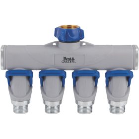 Best Garden Aluminum 4-Way Connector Hose Shutoff Manifold (37094)
