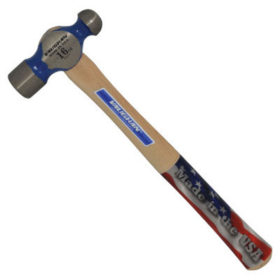 Vaughan Ball Pein Hammer, Straight Hickory Handle, 13 3/4 in, Forged Steel 16 oz Head (TC016)