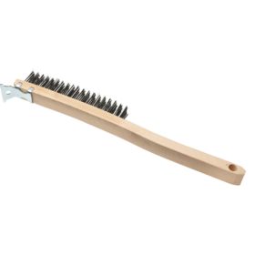 Best Look Long Wood Handle Wire Brush with Metal Scraper (406)