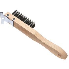 Best Look Straight Wood Handle Wire Brush with Scraper (404)