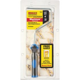 Whizz Maximus 4 In. x 1/2 In. Semi-Smooth To Semi-Rough Paint Roller Cover & Frame, (10-Pack) (25001F)
