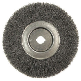 Weiler Brush 01250-12 Narrow Face Crimped Wire Wheels, 10 in Dia. x 3/4 in , 0.014 in, Steel, 4,000rpm