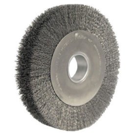 Weiler Brush 03200 Wide-Face Crimped Wire Wheel, 10 in Dia. x 1 5/8 in W, 0.014 in Steel, 4,000 rpm