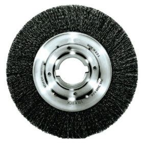 Weiler Brush 06120 Medium-Face Crimped Wire Wheel, 8 in D x 1 in W, .014 in Steel Wire, 4,000 rpm