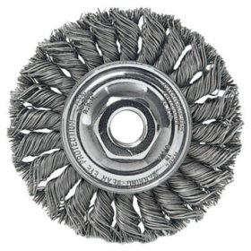 Weiler Brush 08014 Standard Twist Knot Wire Wheel, 3 in D x 3/8 in W, .014 in Steel Wire, 1/2 Arbor