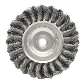Weiler Brush 08064 Standard Twist Knot Wire Wheel, 4 in D x 1/2 in W, .02 Steel, 1/2-3/8 Arbor Hole