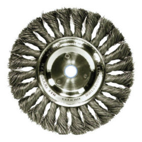 Weiler Brush 08085 Standard Twist Knot Wire Wheel, 6 in D x 1/2 in W, .014 in Steel Wire, 9,000 rpm